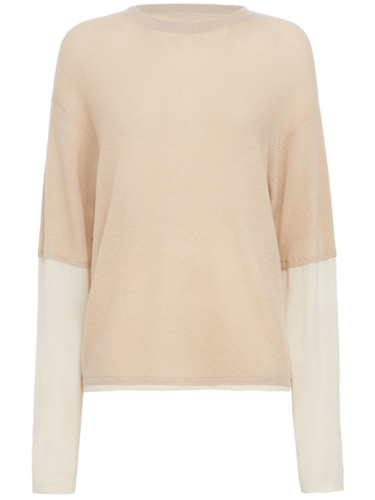 Adrian Cashmere: Kai double-layer cashmere sweater - 奶油色 - women_0 | Luisa Via Roma