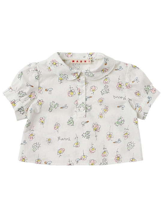 Marni Junior: Printed cotton shirt - 白色 - kids-girls_0 | Luisa Via Roma