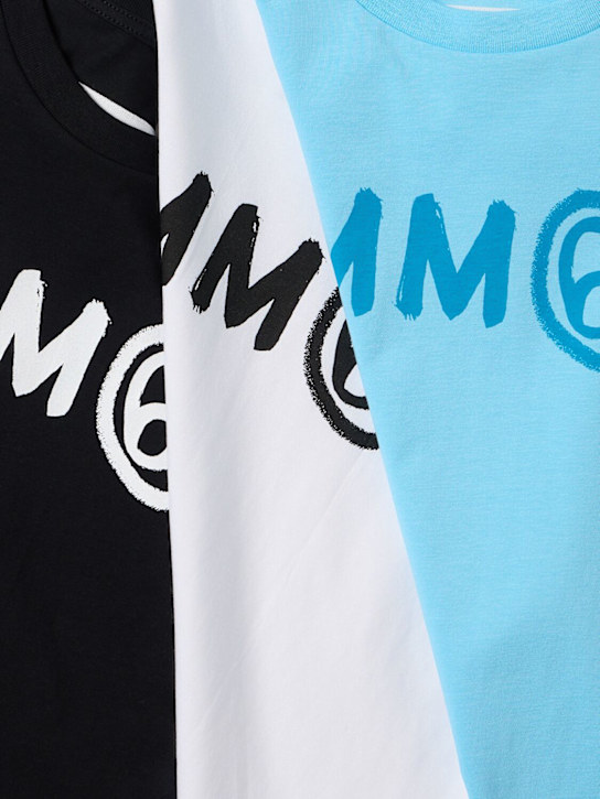 MM6 Maison Margiela: 印花棉质平纹针织T恤3件套装 - 多色 - kids-boys_1 | Luisa Via Roma