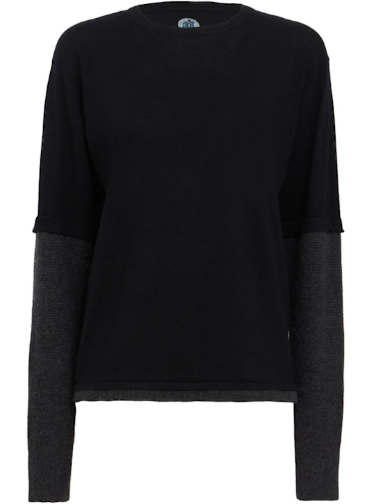 Adrian Cashmere: Double-layer cashmere sweater - Black/Grey - women_0 | Luisa Via Roma