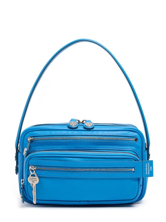 Acne Studios: Small Camero Party leather shoulder bag - 蓝色 - women_0 | Luisa Via Roma