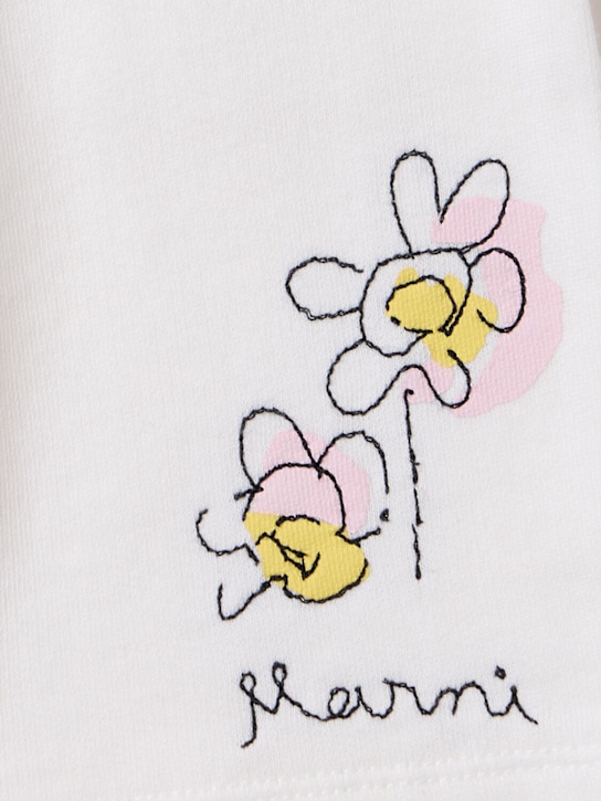 Marni Junior: Flower detail cotton shorts - Blanc - kids-boys_1 | Luisa Via Roma