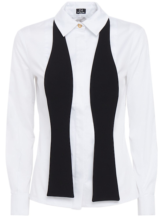 Catalina: Cotton blend shirt w/ tie - 白色 - women_0 | Luisa Via Roma