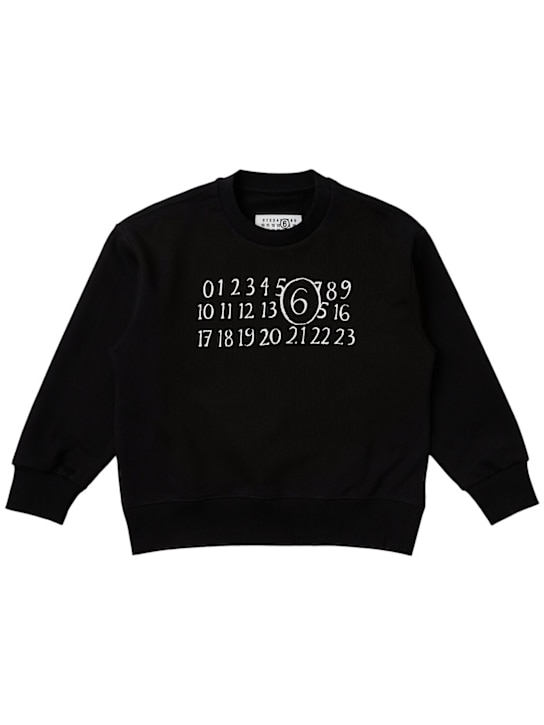 MM6 Maison Margiela: Cotton sweatshirt - Black - kids-boys_0 | Luisa Via Roma