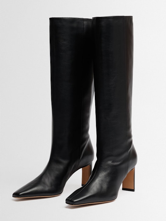 Katt Fore: 70mm Olympe high-cut leather boots - 黑色 - women_1 | Luisa Via Roma