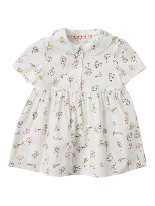 Marni Junior: Printed cotton dress - Wht/Multi - kids-girls_0 | Luisa Via Roma