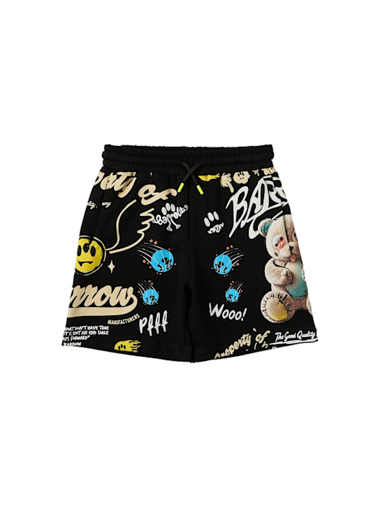Barrow: Cotton sweat shorts - 黑色 - kids-boys_0 | Luisa Via Roma