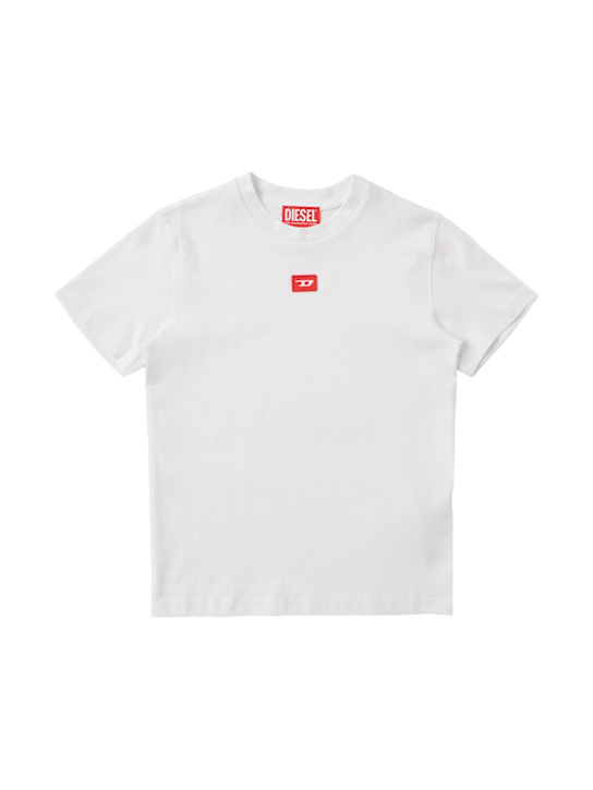 Diesel Kids: Printed cotton blend jersey t-shirt - Blanco - kids-boys_0 | Luisa Via Roma