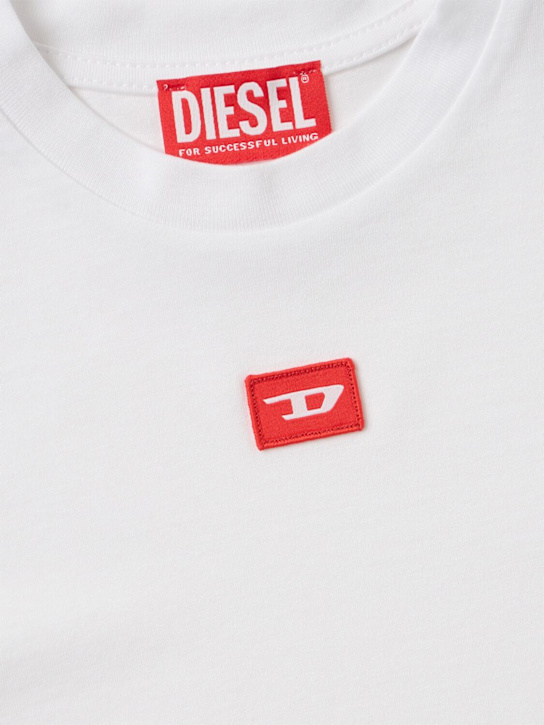 Diesel Kids: Printed cotton blend jersey t-shirt - Blanco - kids-boys_1 | Luisa Via Roma