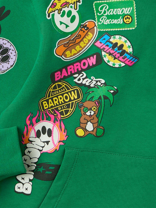 Barrow: Printed cotton hoodie - グリーン - kids-boys_1 | Luisa Via Roma