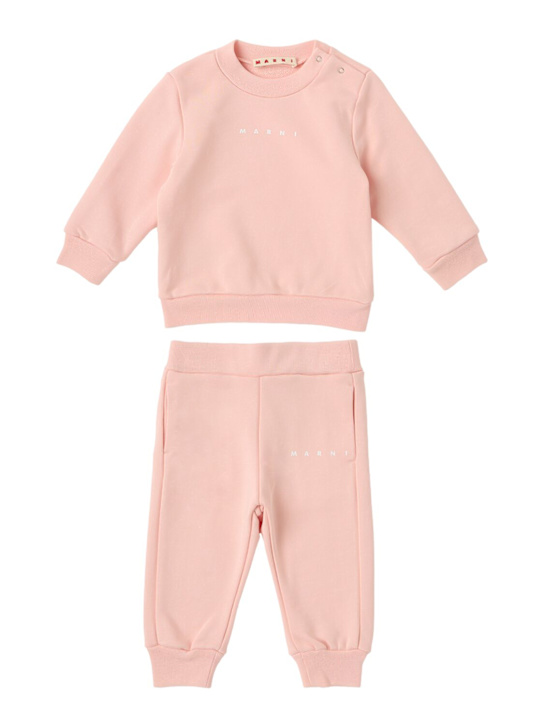 Marni Junior: Cotton sweatshirt & sweatpants - 粉色 - kids-girls_0 | Luisa Via Roma