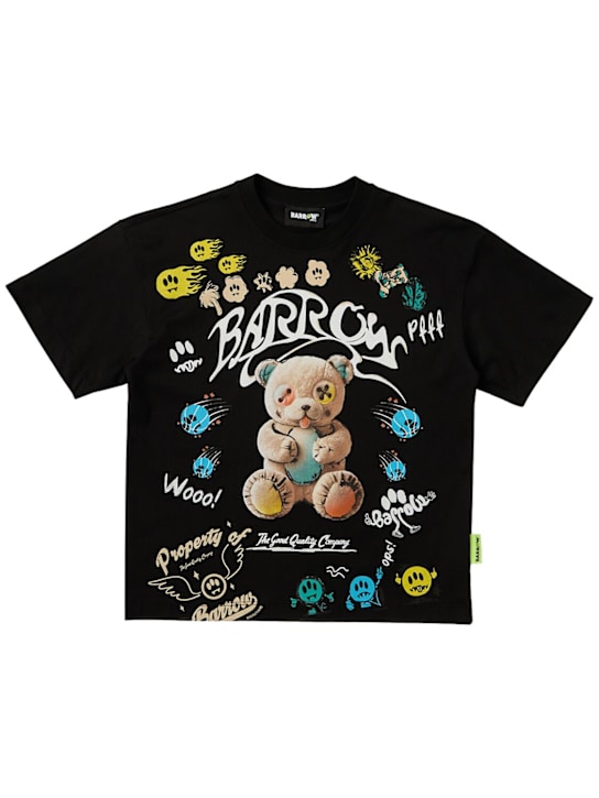 Barrow: Printed cotton jersey t-shirt - Black - kids-boys_0 | Luisa Via Roma