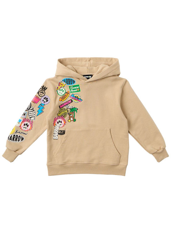 Barrow: Printed cotton hoodie - Beige - kids-boys_0 | Luisa Via Roma