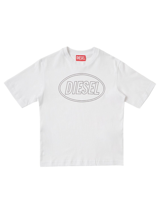Diesel Kids: Logo cotton jersey t-shirt - Weiß - kids-boys_0 | Luisa Via Roma