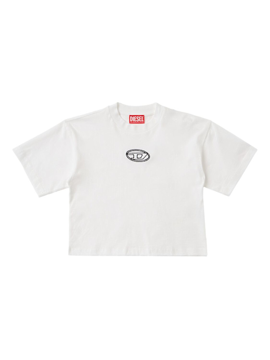 Diesel Kids: Printed cotton jersey t-shirt - White - kids-girls_0 | Luisa Via Roma