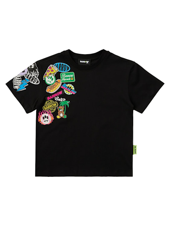 Barrow: Printed cotton jersey t-shirt - 黑色 - kids-boys_0 | Luisa Via Roma
