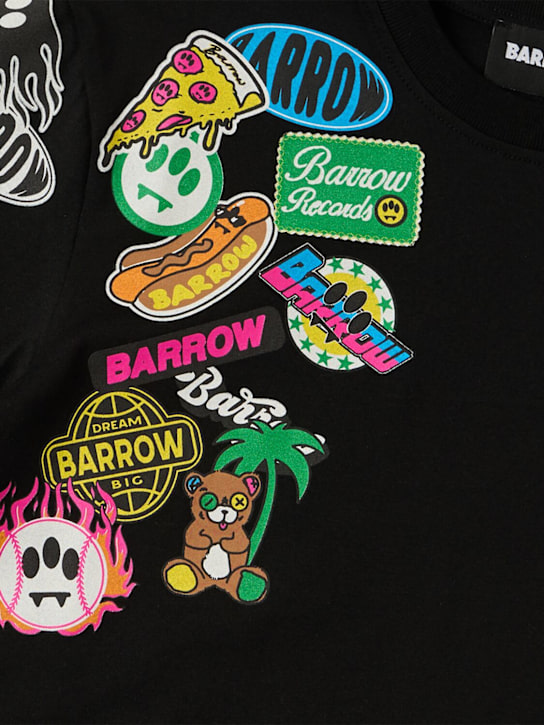 Barrow: Printed cotton jersey t-shirt - 黑色 - kids-boys_1 | Luisa Via Roma