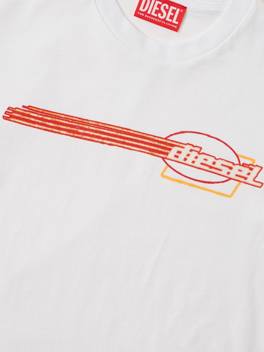 Diesel Kids: Printed cotton jersey t-shirt - Blanc - kids-boys_1 | Luisa Via Roma