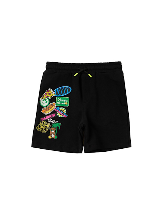 Barrow: Printed cotton sweat shorts - 黑色 - kids-boys_0 | Luisa Via Roma