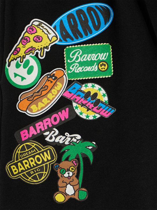 Barrow: Printed cotton sweat shorts - 黑色 - kids-boys_1 | Luisa Via Roma