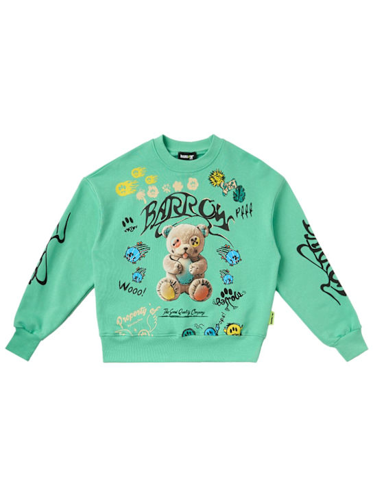 Barrow: Printed cotton sweatshirt - グリーン - kids-boys_0 | Luisa Via Roma