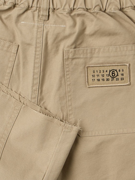 MM6 Maison Margiela: 纯棉华达呢短裤 - 米黄色 - kids-boys_1 | Luisa Via Roma