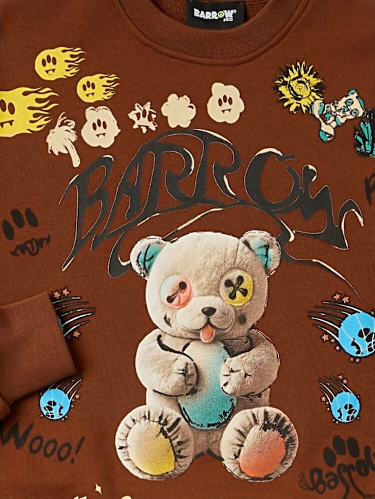 Barrow: Printed cotton sweatshirt - Marron - kids-boys_1 | Luisa Via Roma