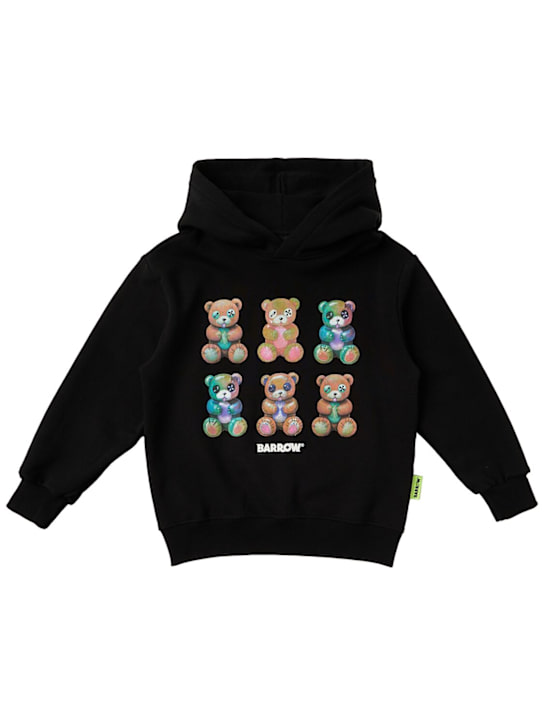 Barrow: Printed cotton hoodie - 黑色 - kids-boys_0 | Luisa Via Roma