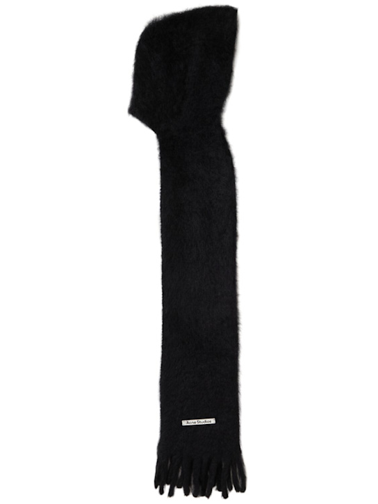 Acne Studios: Kooder hooded mohair & wool scarf - Black - men_0 | Luisa Via Roma
