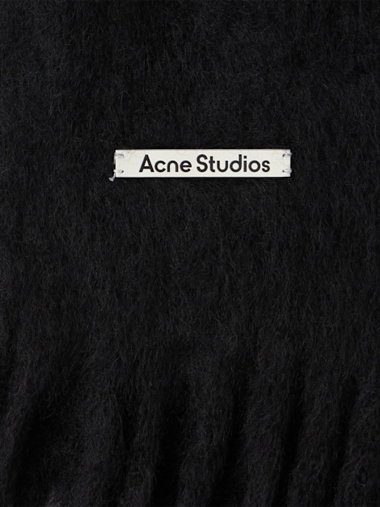 Acne Studios: Kooder hooded mohair & wool scarf - Black - men_1 | Luisa Via Roma