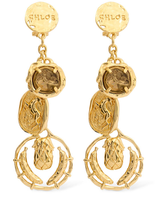 Chloé: Medals吊坠耳环 - 金色 - women_0 | Luisa Via Roma