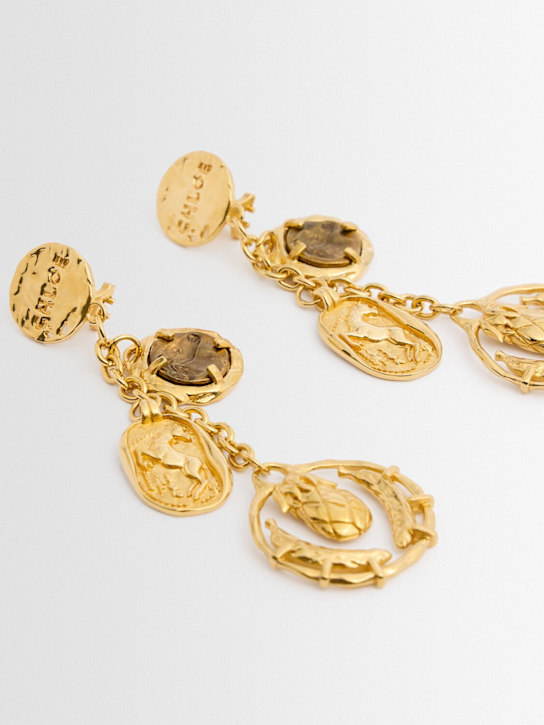 Chloé: Medals吊坠耳环 - 金色 - women_1 | Luisa Via Roma
