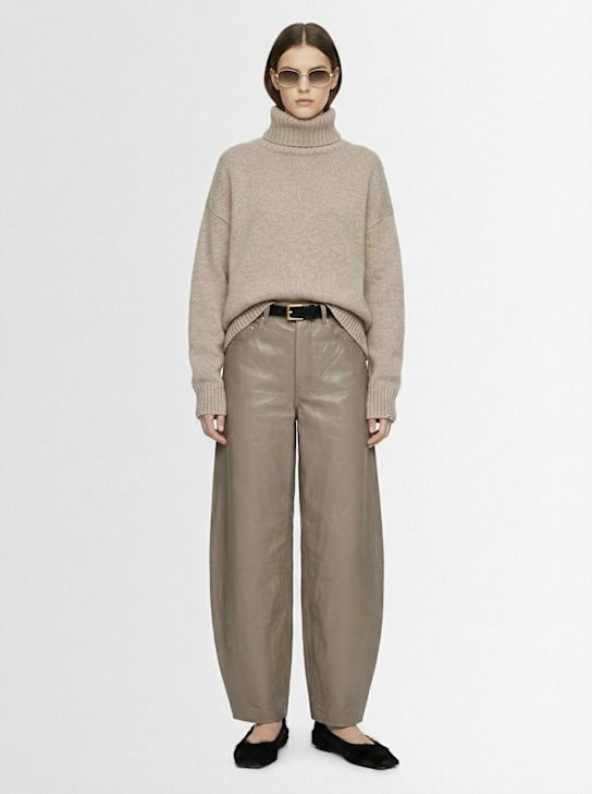 Gestuz: Leva barrel wide leg leather pants - Beige - women_1 | Luisa Via Roma