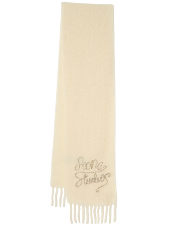 Acne Studios: Vally embroidered logo scarf - Blanc - women_0 | Luisa Via Roma