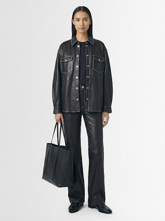 Gestuz: Margo leather shirt jacket - Nero - women_1 | Luisa Via Roma