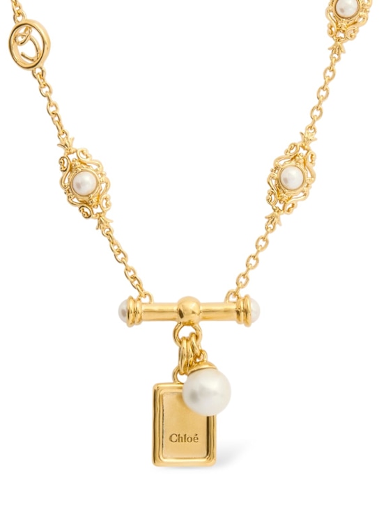 Chloé: Classy pendant necklace - Gold And Pearly - women_0 | Luisa Via Roma