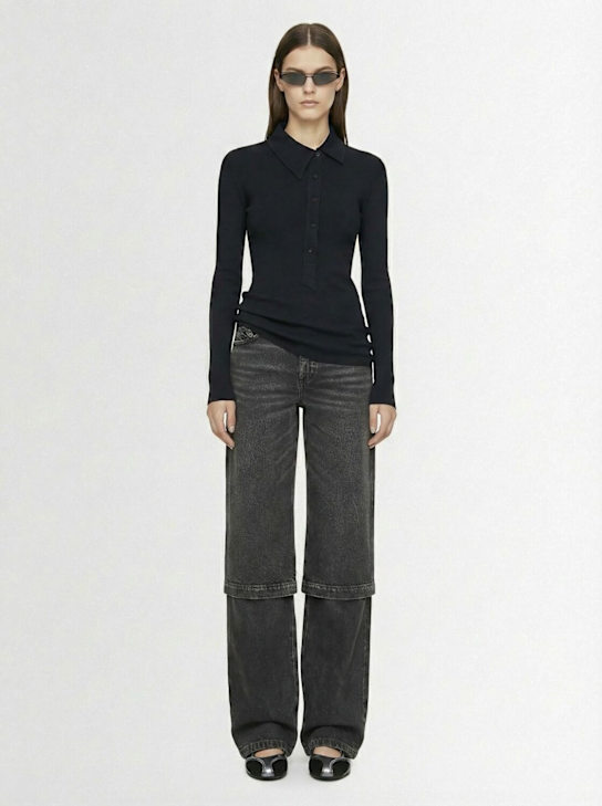 The Attico: 层叠宽松牛仔裤 - 黑色 - women_1 | Luisa Via Roma