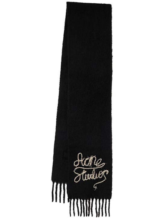 Acne Studios: Vally solid winter logo围巾 - 黑色 - men_0 | Luisa Via Roma