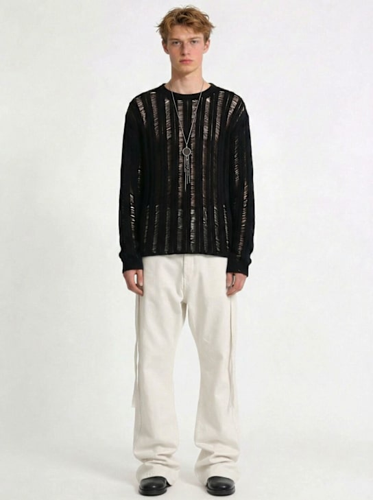 Ann Demeulemeester: Danial镂空针织毛衣 - 黑色 - men_1 | Luisa Via Roma