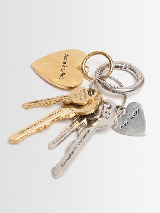 Acne Studios: Logo key ring holder - Or/Argent - women_1 | Luisa Via Roma