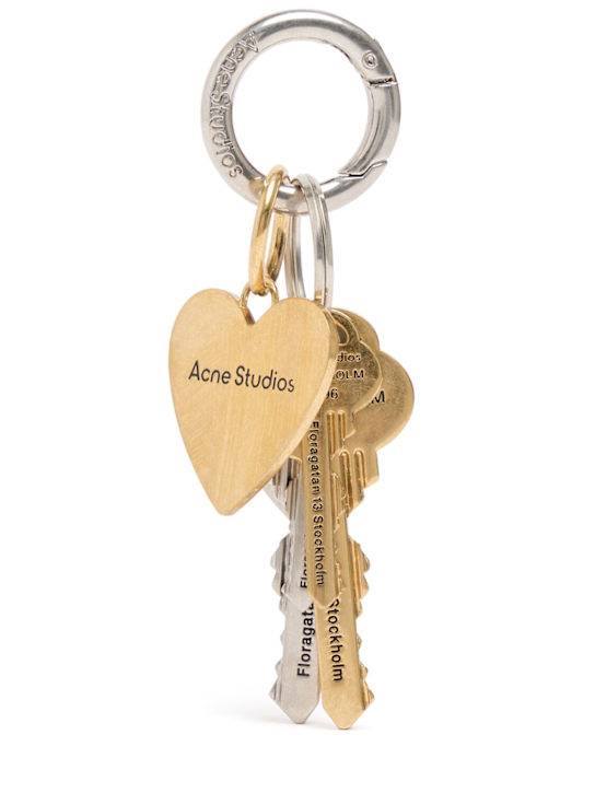 Acne Studios: Logo key ring holder - Or/Argent - women_0 | Luisa Via Roma