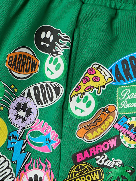 Barrow: Printed cotton sweat shorts - 그린 - kids-boys_1 | Luisa Via Roma