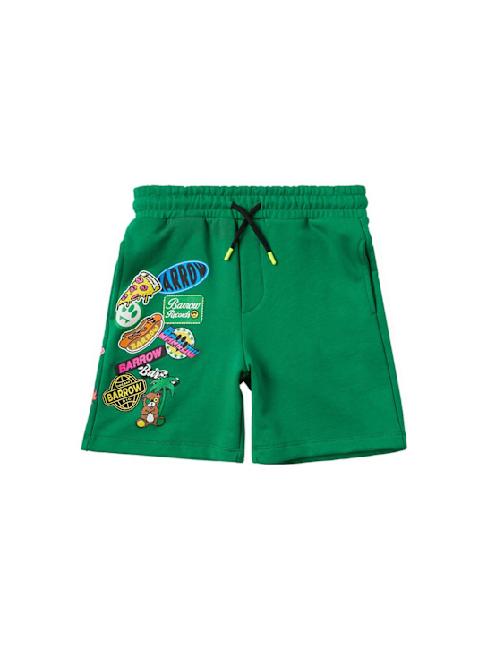 Barrow: Printed cotton sweat shorts - 그린 - kids-boys_0 | Luisa Via Roma