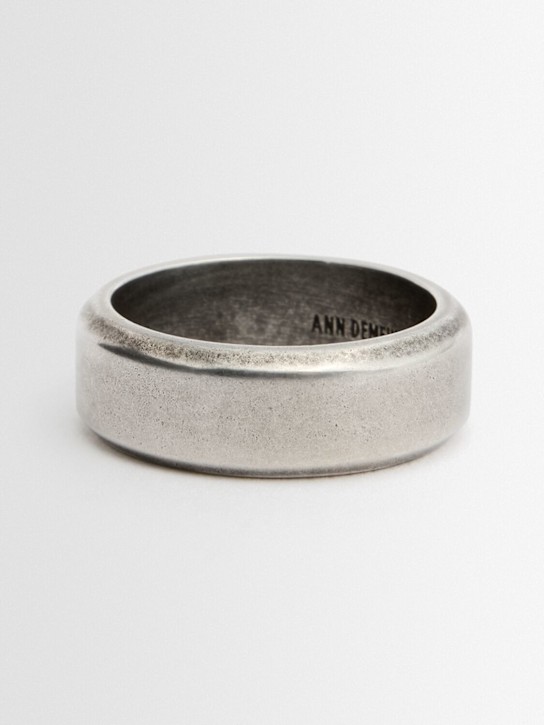 Ann Demeulemeester: Vasti minimalistic squared ring - Antique Silver - men_1 | Luisa Via Roma