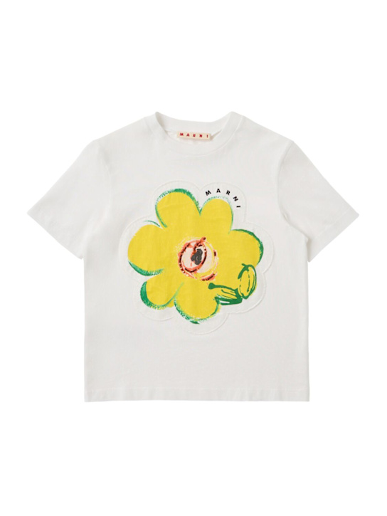 Marni Junior: Dessert Flower printed cotton t-shirt - White - kids-girls_0 | Luisa Via Roma