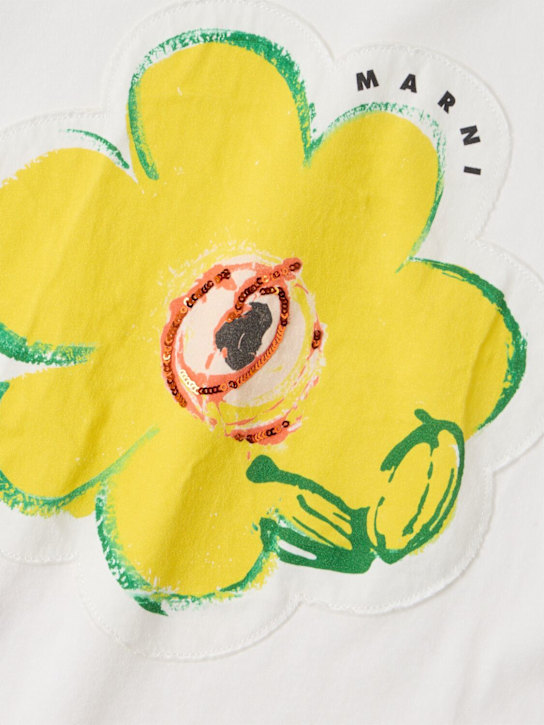 Marni Junior: Dessert Flower printed cotton t-shirt - White - kids-girls_1 | Luisa Via Roma