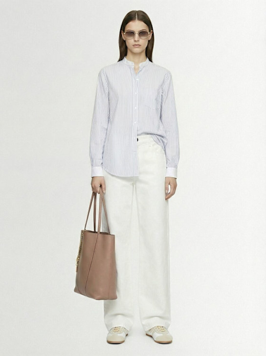 Marie Marot: Lison cotton shirt - 白色/蓝色 - women_1 | Luisa Via Roma