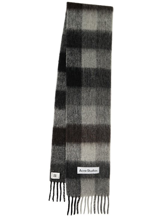 Acne Studios: Vally checked alpaca blend scarf - Dark Black/Grey - men_0 | Luisa Via Roma