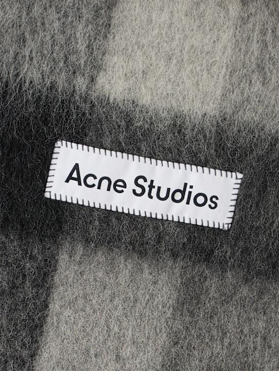 Acne Studios: Vally checked alpaca blend scarf - Dark Black/Grey - men_1 | Luisa Via Roma