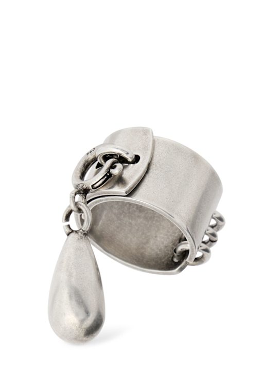 Ann Demeulemeester: Aurelie silver lockring w/ drop - Antique Silver - men_0 | Luisa Via Roma